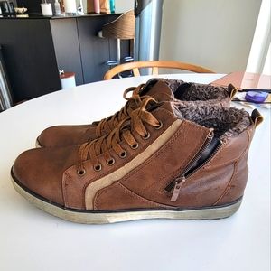 Steve Madden fall/winter sheep skin lined side zip mens casual outdoor shoes